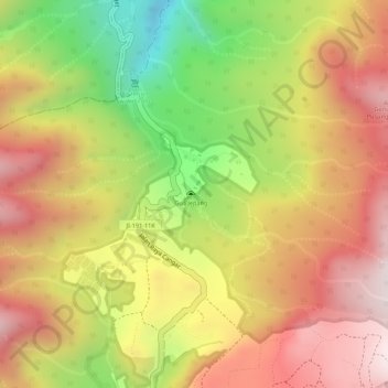 Air Terjun Surya Setya Cangar topographic map, elevation, terrain