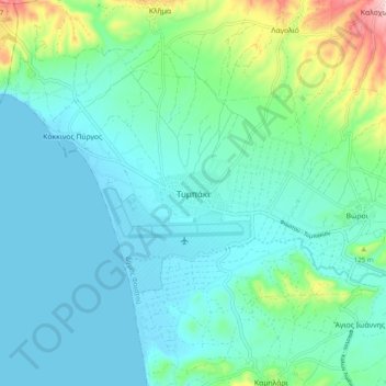 Tymbaki topographic map, elevation, terrain