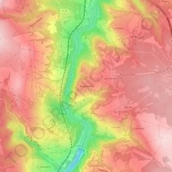 Beaumont topographic map, elevation, terrain