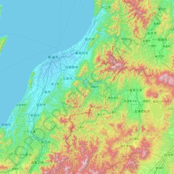 Higashikambara County topographic map, elevation, terrain