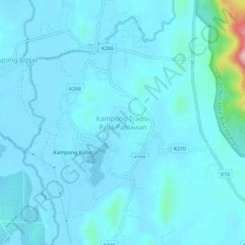 Kampung Tradisi Paya Pahlawan topographic map, elevation, terrain