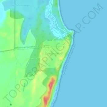 Sodwana Bay topographic map, elevation, terrain