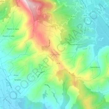 Castelcerino topographic map, elevation, terrain