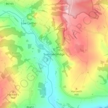 Summerbridge topographic map, elevation, terrain