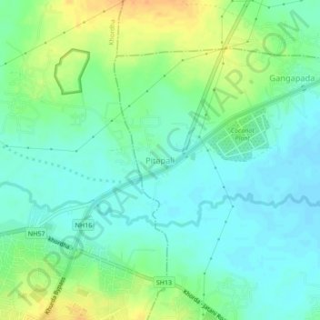 Pitapali topographic map, elevation, terrain