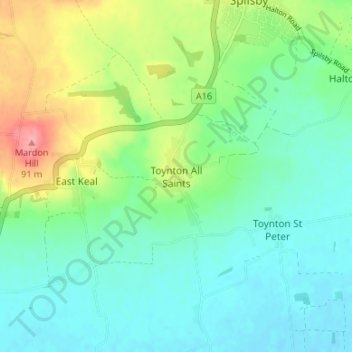 Toynton All Saints topographic map, elevation, terrain