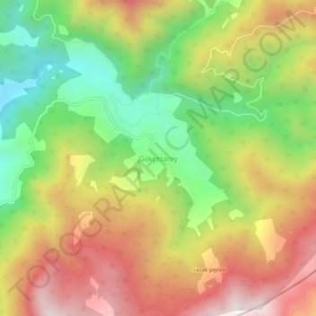 Gökçesaray topographic map, elevation, terrain