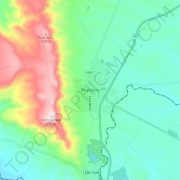 Piketberg topographic map, elevation, terrain