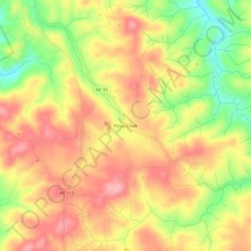 Piney Creek topographic map, elevation, terrain