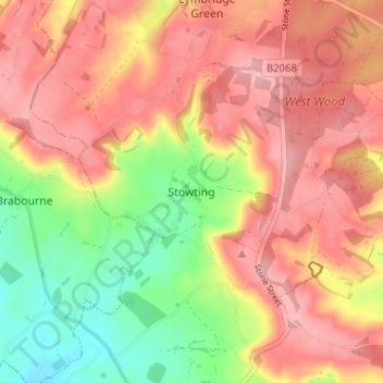 Stowting topographic map, elevation, terrain