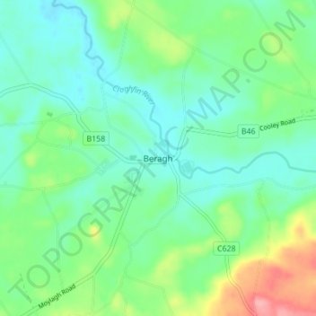 Beragh topographic map, elevation, terrain