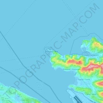 Piran / Pirano topographic map, elevation, terrain