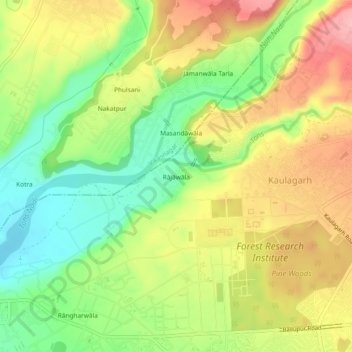 Rājāwāla topographic map, elevation, terrain