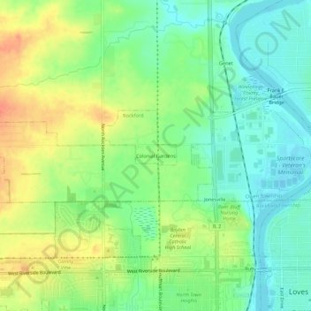 Colonial Gardens topographic map, elevation, terrain