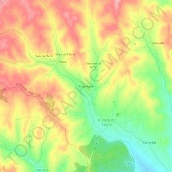 Ruge de Água topographic map, elevation, terrain