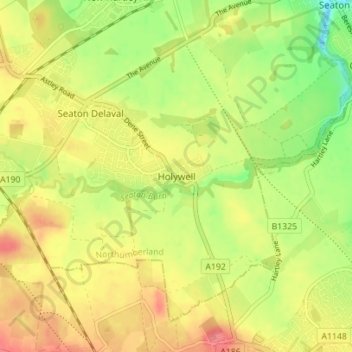 Holywell topographic map, elevation, terrain