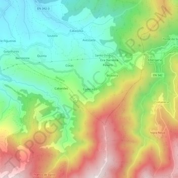 Codecais topographic map, elevation, terrain