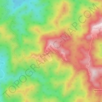 Borduria topographic map, elevation, terrain
