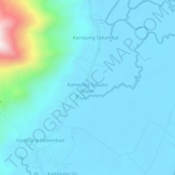 Kampung Tabuan Dayak topographic map, elevation, terrain