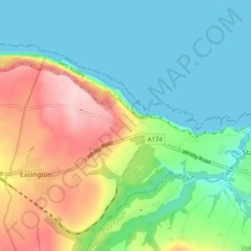 Boulby topographic map, elevation, terrain