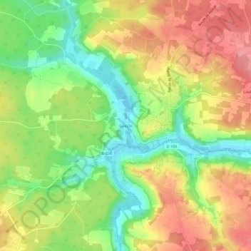 Gueyze topographic map, elevation, terrain