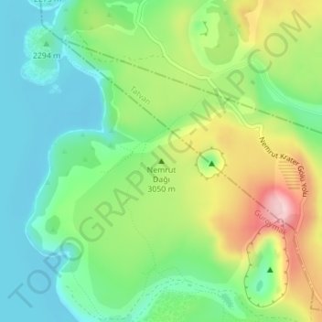 Nemrut Dağı topographic map, elevation, terrain