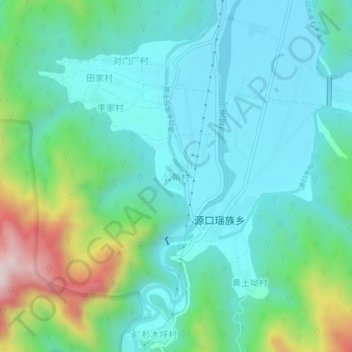 公朝村 topographic map, elevation, terrain