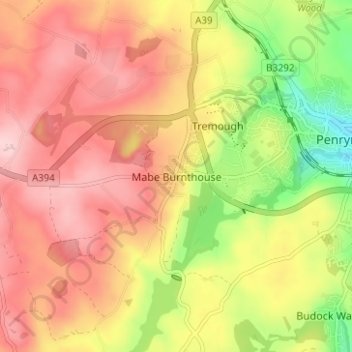 Mabe Burnthouse topographic map, elevation, terrain