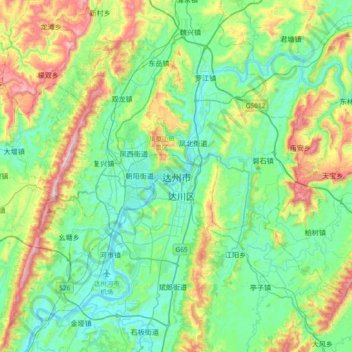 Dazhou topographic map, elevation, terrain