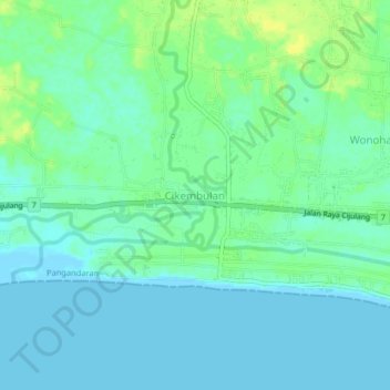 Cikembulan topographic map, elevation, terrain