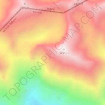 Bolkar Mountains topographic map, elevation, terrain