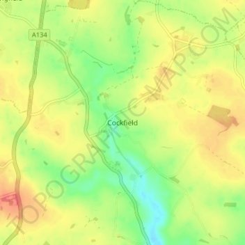 Cockfield topographic map, elevation, terrain