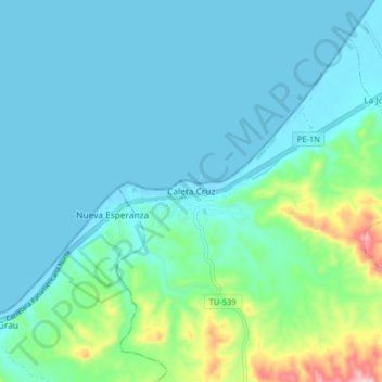 Caleta Cruz topographic map, elevation, terrain