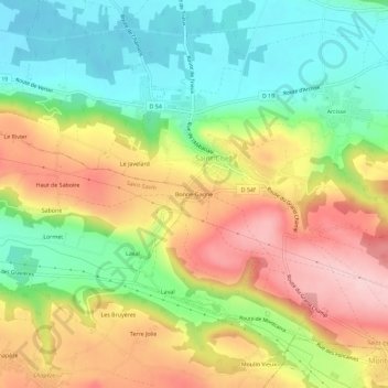 Bonne-Gagne topographic map, elevation, terrain