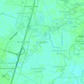 Telaga Bata topographic map, elevation, terrain