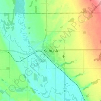 Kamsack topographic map, elevation, terrain