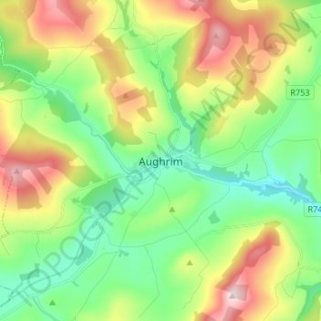 Aughrim topographic map, elevation, terrain