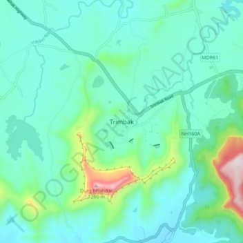 Trimbak topographic map, elevation, terrain