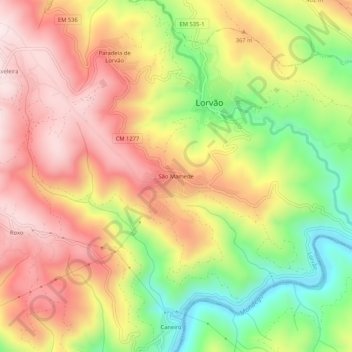 São Mamede topographic map, elevation, terrain