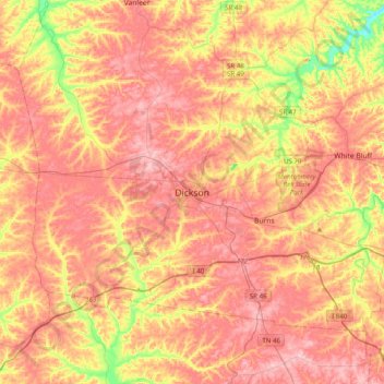 Dickson topographic map, elevation, terrain