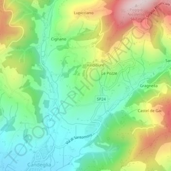 Borgogna topographic map, elevation, terrain