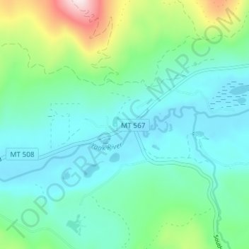 Yaak topographic map, elevation, terrain