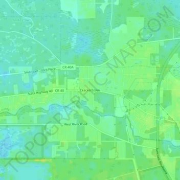 Crackertown topographic map, elevation, terrain