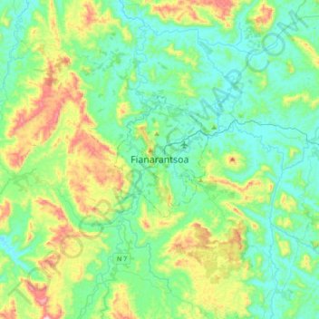 Fianarantsoa topographic map, elevation, terrain