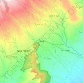 Semilir topographic map, elevation, terrain