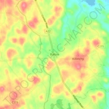 Balloo topographic map, elevation, terrain