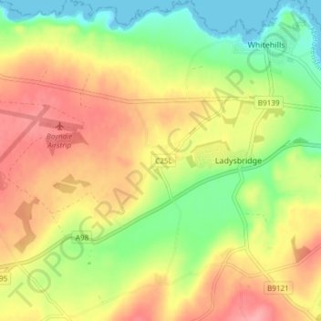 Boyndie topographic map, elevation, terrain