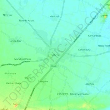 Behror topographic map, elevation, terrain