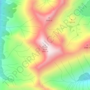 Onion Peak topographic map, elevation, terrain
