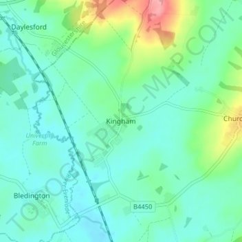 Kingham topographic map, elevation, terrain